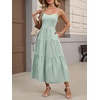 image:imageANRABESS Womens Summer Striped Gingham Midi Dresses Casual Beach SundressGreen White Plaid