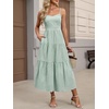 image:imageANRABESS Womens Summer Striped Gingham Midi Dresses Casual Beach SundressGreen White Plaid