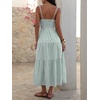 image:imageANRABESS Womens Summer Striped Gingham Midi Dresses Casual Beach SundressGreen White Stripe