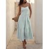 image:imageANRABESS Womens Summer Striped Gingham Midi Dresses Casual Beach SundressGreen White Stripe