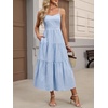 image:imageANRABESS Womens Summer Striped Gingham Midi Dresses Casual Beach SundressLight Blue White Plaid