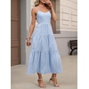 image:imageANRABESS Womens Summer Striped Gingham Midi Dresses Casual Beach SundressLight Blue White Plaid