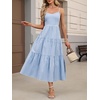 image:imageANRABESS Womens Summer Striped Gingham Midi Dresses Casual Beach SundressLight Blue White Plaid