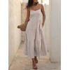 image:imageANRABESS Womens Summer Striped Gingham Midi Dresses Casual Beach SundressLight Brown White Stripe