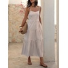 image:imageANRABESS Womens Summer Striped Gingham Midi Dresses Casual Beach SundressLight Brown White Stripe