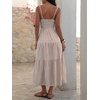 image:imageANRABESS Womens Summer Striped Gingham Midi Dresses Casual Beach SundressLight Brown White Stripe