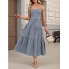 image:imageANRABESS Womens Summer Striped Gingham Midi Dresses Casual Beach SundressNavy Blue White Plaid
