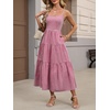 image:imageANRABESS Womens Summer Striped Gingham Midi Dresses Casual Beach SundressRed White Plaid