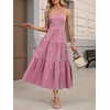 image:imageANRABESS Womens Summer Striped Gingham Midi Dresses Casual Beach SundressRed White Plaid