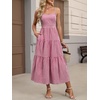 image:imageANRABESS Womens Summer Striped Gingham Midi Dresses Casual Beach SundressRed White Plaid