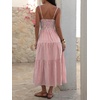 image:imageANRABESS Womens Summer Striped Gingham Midi Dresses Casual Beach SundressRed White Stripe