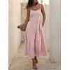 image:imageANRABESS Womens Summer Striped Gingham Midi Dresses Casual Beach SundressRed White Stripe