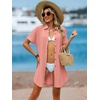 image:imageANRABESS Womens Swimsuit Cover Up Eyelet Button Down Shirt DressCoral