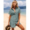 image:imageANRABESS Womens Swimsuit Cover Up Eyelet Button Down Shirt DressGrey Green