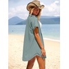 image:imageANRABESS Womens Swimsuit Cover Up Eyelet Button Down Shirt DressGrey Green
