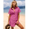 image:imageANRABESS Womens Swimsuit Cover Up Eyelet Button Down Shirt DressHot Pink