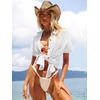 image:imageANRABESS Womens Swimsuit Cover Up Eyelet Button Down Shirt DressWhite