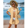 image:imageANRABESS Womens Swimsuit Cover Up Eyelet Button Down Shirt DressYellow