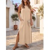 image:imageANRABESS Womens Wrinkle Free Summer Sundress Sleeveless Maxi Dress ampPocketsAlmond