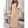 image:imageANRABESS Womens Wrinkle Free Summer Sundress Sleeveless Maxi Dress ampPocketsAlmond
