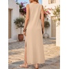 image:imageANRABESS Womens Wrinkle Free Summer Sundress Sleeveless Maxi Dress ampPocketsAlmond