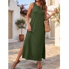 image:imageANRABESS Womens Wrinkle Free Summer Sundress Sleeveless Maxi Dress ampPocketsArmy Green