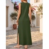 image:imageANRABESS Womens Wrinkle Free Summer Sundress Sleeveless Maxi Dress ampPocketsArmy Green