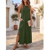 image:imageANRABESS Womens Wrinkle Free Summer Sundress Sleeveless Maxi Dress ampPocketsArmy Green