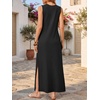 image:imageANRABESS Womens Wrinkle Free Summer Sundress Sleeveless Maxi Dress ampPocketsBlack