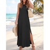 image:imageANRABESS Womens Wrinkle Free Summer Sundress Sleeveless Maxi Dress ampPocketsBlack