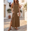 image:imageANRABESS Womens Wrinkle Free Summer Sundress Sleeveless Maxi Dress ampPocketsBrown