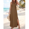 image:imageANRABESS Womens Wrinkle Free Summer Sundress Sleeveless Maxi Dress ampPocketsBrown