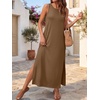image:imageANRABESS Womens Wrinkle Free Summer Sundress Sleeveless Maxi Dress ampPocketsBrown