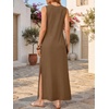 image:imageANRABESS Womens Wrinkle Free Summer Sundress Sleeveless Maxi Dress ampPocketsBrown