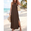 image:imageANRABESS Womens Wrinkle Free Summer Sundress Sleeveless Maxi Dress ampPocketsDark Brown