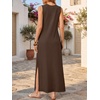 image:imageANRABESS Womens Wrinkle Free Summer Sundress Sleeveless Maxi Dress ampPocketsDark Brown