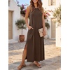 image:imageANRABESS Womens Wrinkle Free Summer Sundress Sleeveless Maxi Dress ampPocketsDark Brown