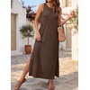 image:imageANRABESS Womens Wrinkle Free Summer Sundress Sleeveless Maxi Dress ampPocketsDark Brown