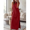 image:imageANRABESS Womens Wrinkle Free Summer Sundress Sleeveless Maxi Dress ampPocketsDark Red