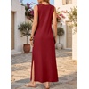 image:imageANRABESS Womens Wrinkle Free Summer Sundress Sleeveless Maxi Dress ampPocketsDark Red