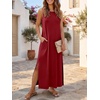 image:imageANRABESS Womens Wrinkle Free Summer Sundress Sleeveless Maxi Dress ampPocketsDark Red
