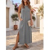 image:imageANRABESS Womens Wrinkle Free Summer Sundress Sleeveless Maxi Dress ampPocketsGrey