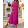 image:imageANRABESS Womens Wrinkle Free Summer Sundress Sleeveless Maxi Dress ampPocketsHot Pink