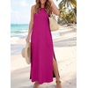 image:imageANRABESS Womens Wrinkle Free Summer Sundress Sleeveless Maxi Dress ampPocketsHot Pink
