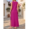 image:imageANRABESS Womens Wrinkle Free Summer Sundress Sleeveless Maxi Dress ampPocketsHot Pink