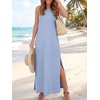 image:imageANRABESS Womens Wrinkle Free Summer Sundress Sleeveless Maxi Dress ampPocketsLight Blue