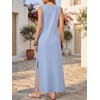 image:imageANRABESS Womens Wrinkle Free Summer Sundress Sleeveless Maxi Dress ampPocketsLight Blue