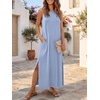 image:imageANRABESS Womens Wrinkle Free Summer Sundress Sleeveless Maxi Dress ampPocketsLight Blue