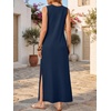 image:imageANRABESS Womens Wrinkle Free Summer Sundress Sleeveless Maxi Dress ampPocketsNavy Blue