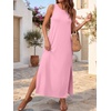 image:imageANRABESS Womens Wrinkle Free Summer Sundress Sleeveless Maxi Dress ampPocketsPink